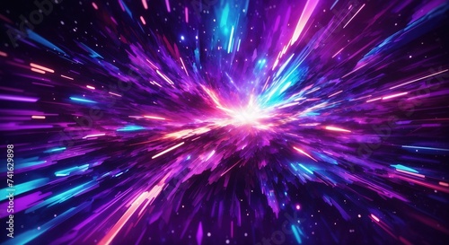 Abstract background neon glow colors speed of light in galaxy. Explosion in universe © MochSjamsul