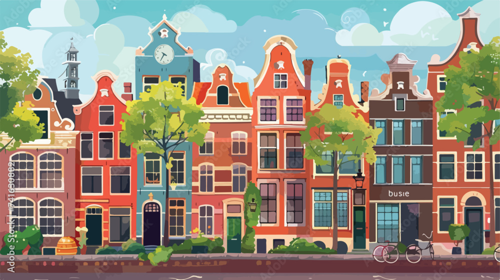 Netherlands Houses Amsterdam traditional colorful