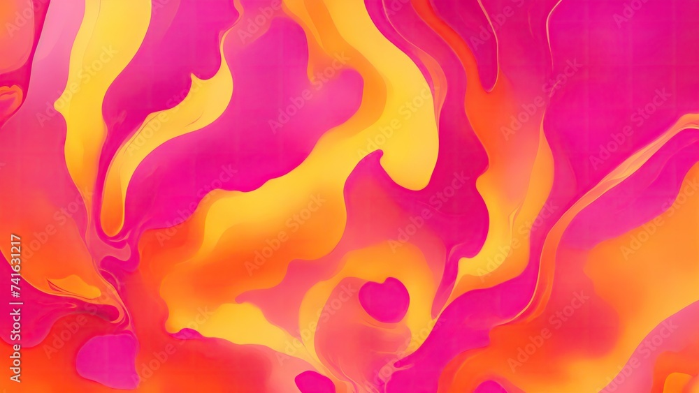 Abstract Pink and Yellow patterns burn in fiery flames Background