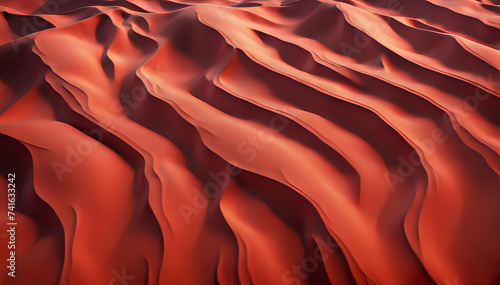 Texture formed on the red sand dunes which creates abstract shapes and forms