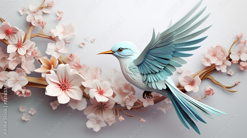 3D wallpaper design for beautiful bird