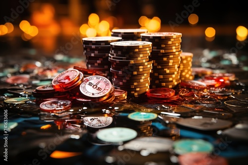 Amidst the excitement of the casino floor, chips and money fly through the air, creating a dynamic spectacle that epitomizes the thrill of gambling