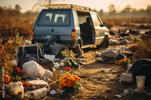 The sight of rubbish and trash illegally dumped in nature serves as a somber reflection of the pervasive issue of pollution, highlighting the critical importance of environmental conservation efforts