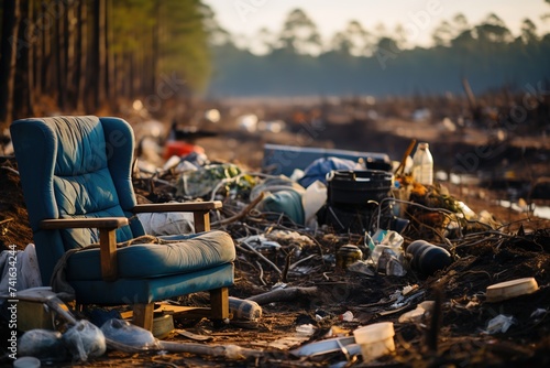 The illegal dumping of rubbish and trash in nature serves as a poignant symbol of humanity's disregard for the environment, highlighting the urgent need for sustainable waste management practices
