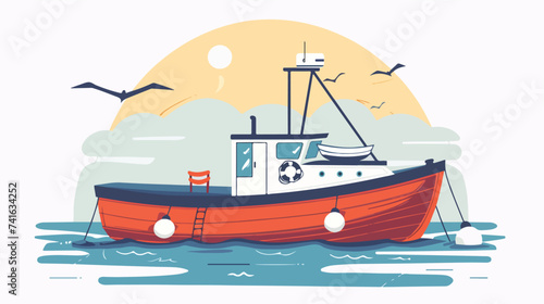 New boat vector flat minimalistic isolated illust