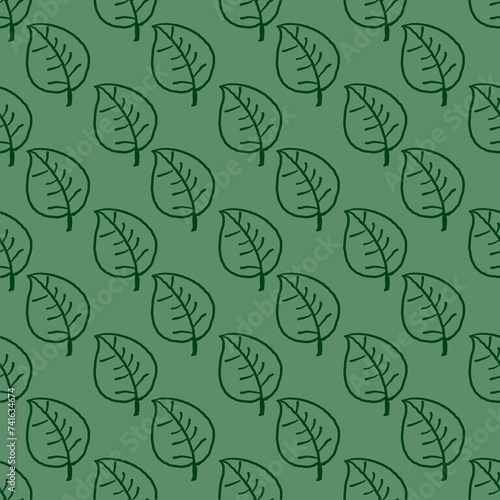 Abstract background Seamless pattern of green leaves on a green background can be used in web banner design. Product packaging and product covers.