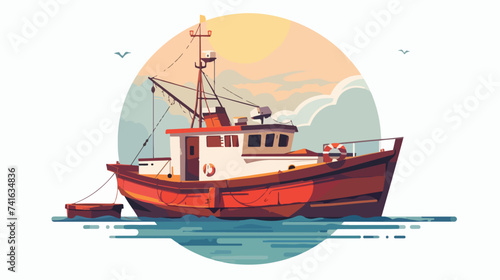 Old boat vector flat minimalistic isolated illust