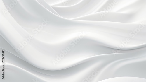 Abstract soft waves of white fabric highlights future background. 3D illustration and rendering