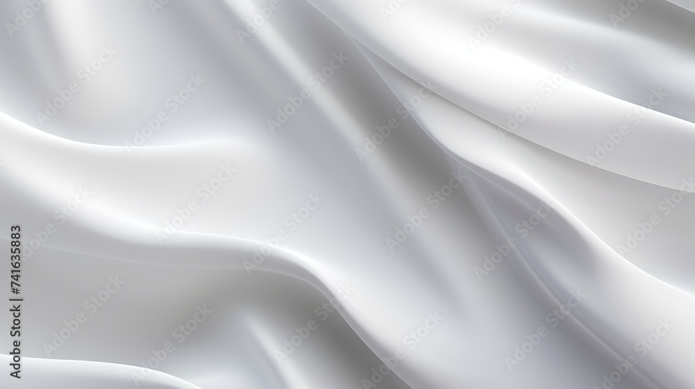 Fototapeta premium Abstract soft waves of white fabric highlights future background. 3D illustration and rendering
