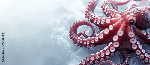 fresh tasty healthy frozen octopus. with copy space image. Place for adding text or design