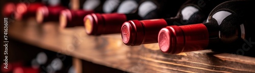 Red and white wine in bottles in wine shop