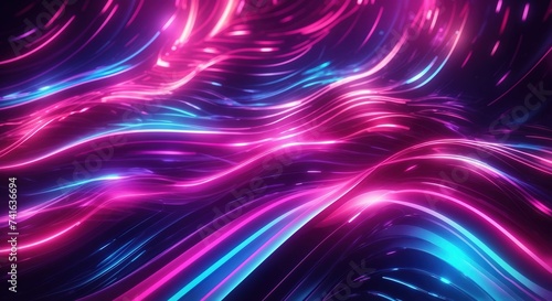 abstract neon background with ascending pink and blue glowing lines
