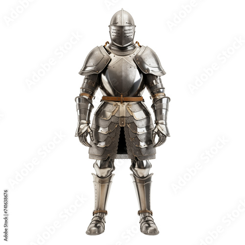 Medieval Knight in Armor isolated on white and transparent background. Ideal for use in advertising. Generative ai