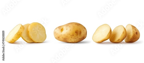 Raw Potato and Sliced Potato. with copy space image. Place for adding text or design