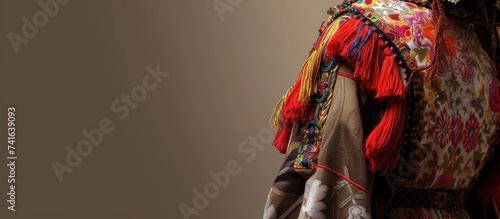 Detail of folk costume Rakvice Southern Moravia Czech Republic. with copy space image. Place for adding text or design photo