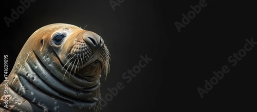 Southern Elephant Seal bull Mirounga leonina. with copy space image. Place for adding text or design photo
