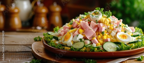 Festive salad with ham cucu...