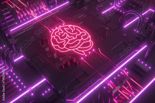 AI Brain Chip soc design. Artificial Intelligence subiculum human data extraction mind circuit board. Neuronal network sensory changes smart computer processor quantum supremacy