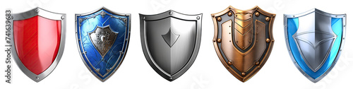 Set of shields cut out. Protect and security concept photo