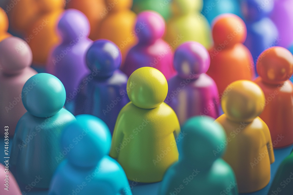 A diverse group of wooden statuette stand next to each other in a lively display of unity and diversity. A diverse group of wooden statuette stand next to each other in a lively display of unity and diversity.