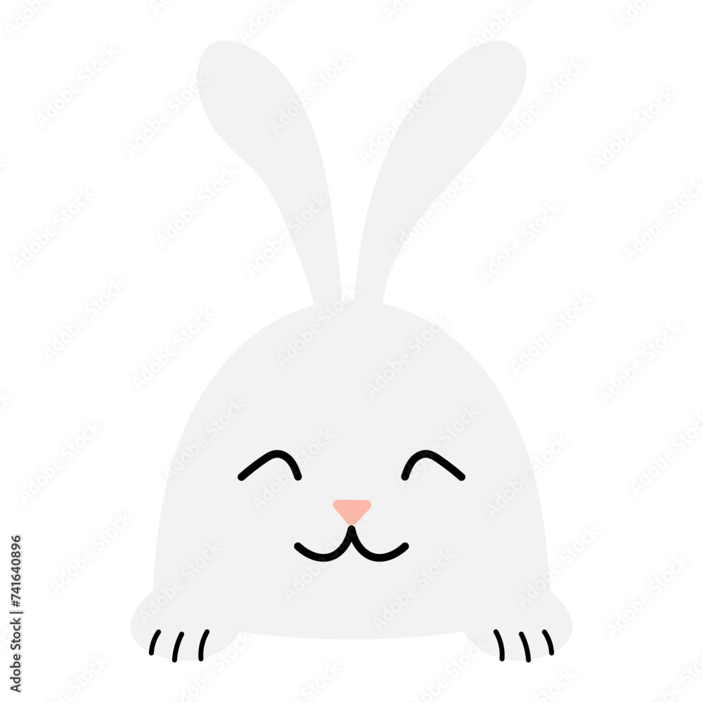 Cute Easter bunny, rabbit, hare face cartoon character illustration. Hand drawn style flat design, isolated vector. Holiday clip art, seasonal card, banner poster, element Cute Easter bunny, rabbit, hare face cartoon character illustration. Hand drawn style flat design, isolated vector. Holiday clip art, seasonal card, banner poster, element