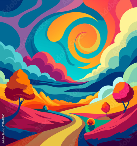 Mountain background vector. Minimal landscape art with watercolor brush and golden line art texture