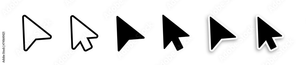 Pointer arrow vector icon set. Computer mouse cursor symbol. Vector illustration. 