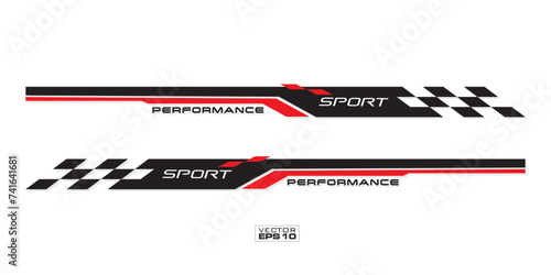 Wrap Design For Car vectors. Sports stripes, car stickers black color. Racing decals for tuning_20240221