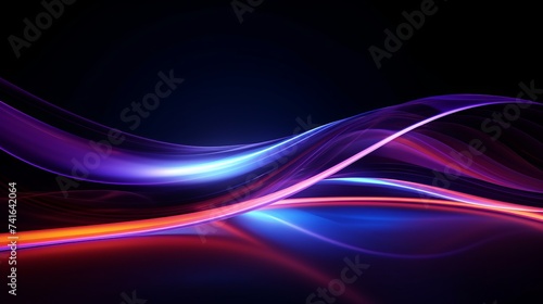 Colorful motion elements with neon led illumination. Abstract futuristic background