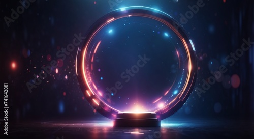Round mystical portal against dark background