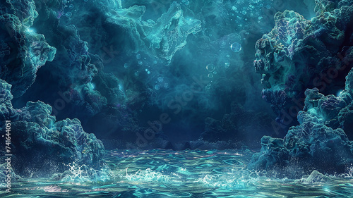 Sapphire seas merging with emerald shores, a mosaic of aquatic dreams. on transparent background.  