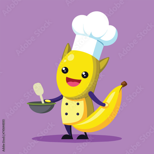 vector banana character is cooking
