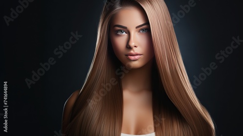 Healthy Hair. Hairstyling. Hairdressing. Hair Straightening Irons.Beautiful Woman with Long Straight Hair