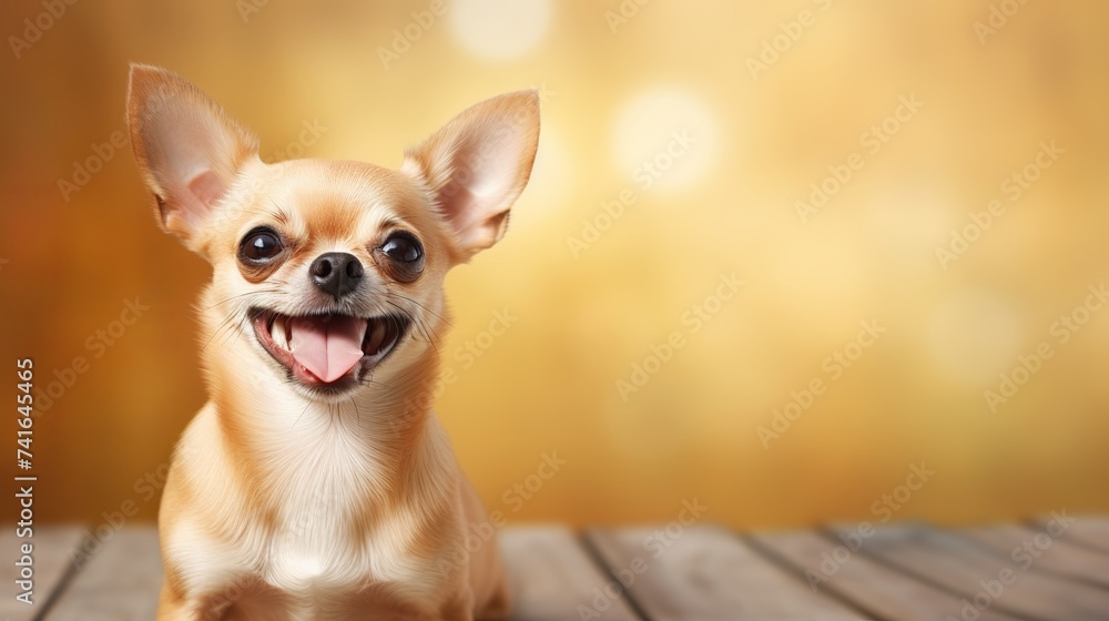 Little Chihuahua Sticks Out Pink Tongue With Space for Text