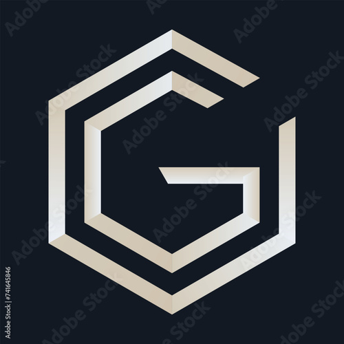 Modern vector logo for letter G, hexagon logo