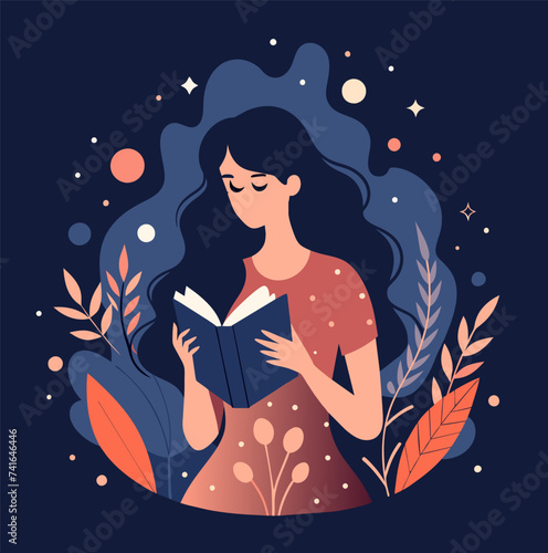 Girl reading a book Illustrations
