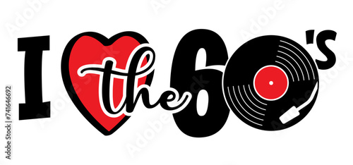 Musical notes stave line pattern symbol icon for staff and music note wave melody I love the years 60's or sixties. Peace love music. year with love heart symbol. 1960 or 60s style.