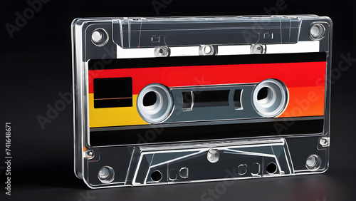 90s style posters cassette on black background. audio cassette tape