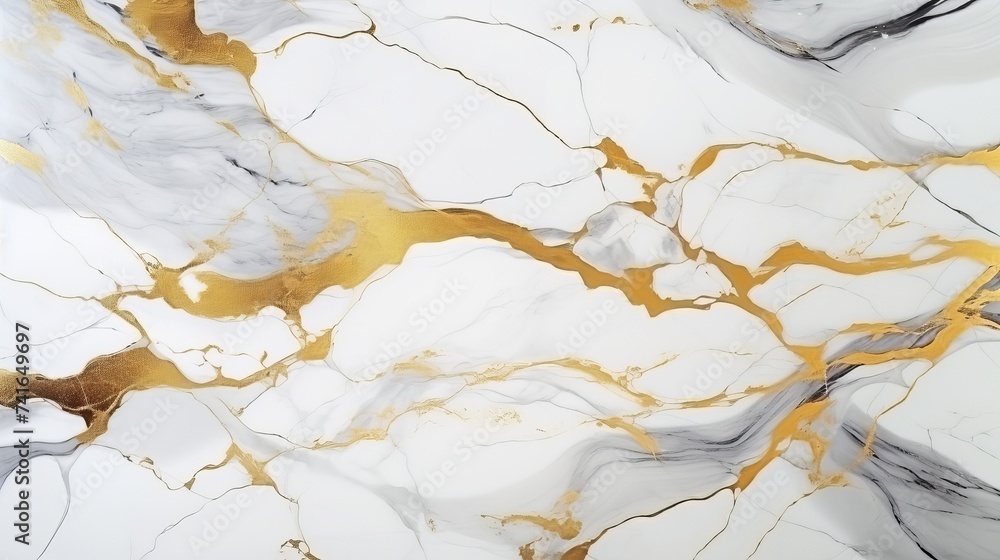 White marble with golden veins. White golden natural texture of marble. abstract white, gold and yellow marbel. hi gloss texture of marbl stone for digital wall tiles design. - obrazy, fototapety, plakaty 