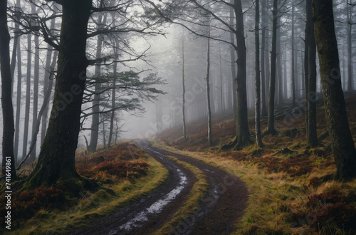 dirt road in the forest morning fog  © Magic Art