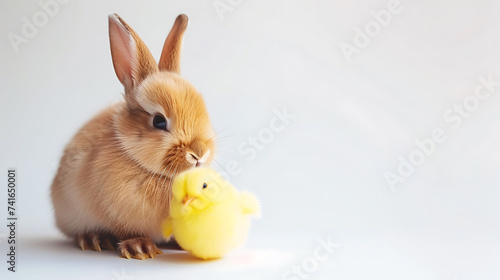 Wallpaper Mural Easter bunny with chick white background Torontodigital.ca