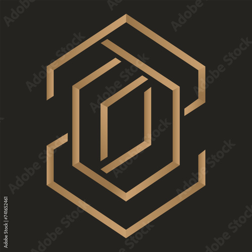 Abstract vector logo, premium logo in gold color
