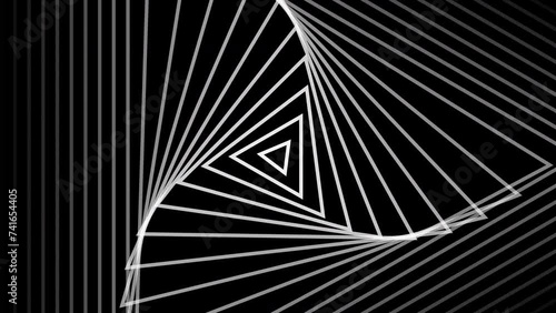 triangle lines rotate and animation footage. black and white background