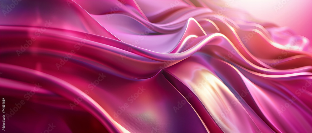 Fototapeta premium Abstract magenta wavy and curvy tones background business banner. 3D modern soft design concept.