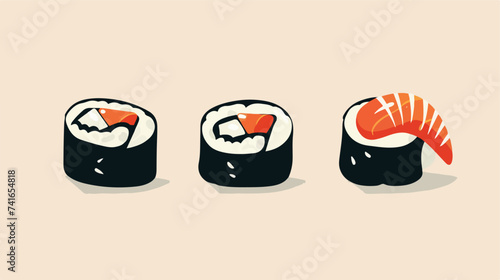 Sushi vector flat minimalistic asset isolated vector