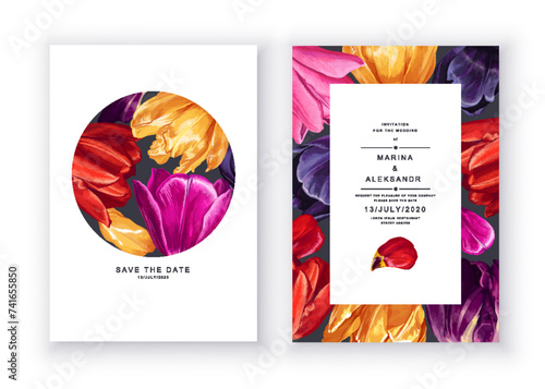 Spring realistic flowers. Highly detailed vector floral spring plants on dark background. Easy to edit and customize for your design, patterns, cards, banners, posters templates for advertising 