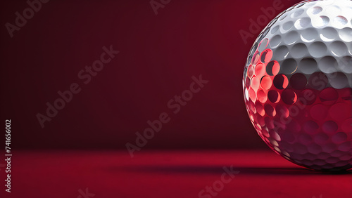glassy is a close-up of a golf ball on a red background. golf ball on a red background.