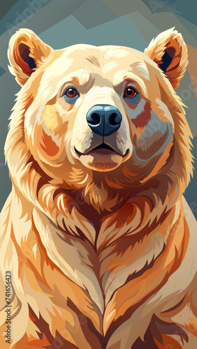 Canvas Print A portly bear with golden fur. Vector illustration