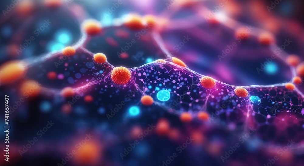 Close up macro details of microbes molecules virus bacteria - obrazy, fototapety, plakaty 