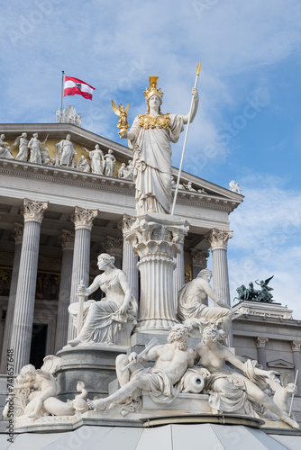 Pallas Athene Fountain in front of Parliament building, Vienna, Austria